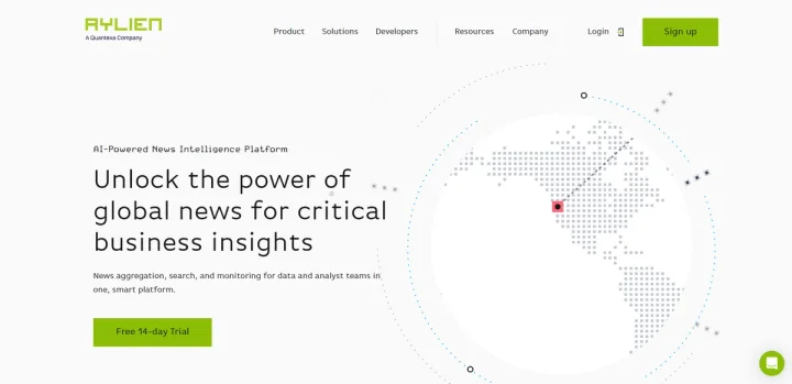 Screenshot of AYLIEN News website