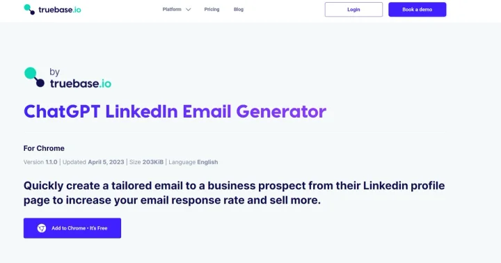 Screenshot of ChatGPT LinkedIn Email Generator website