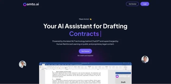Screenshot of Amto AI website