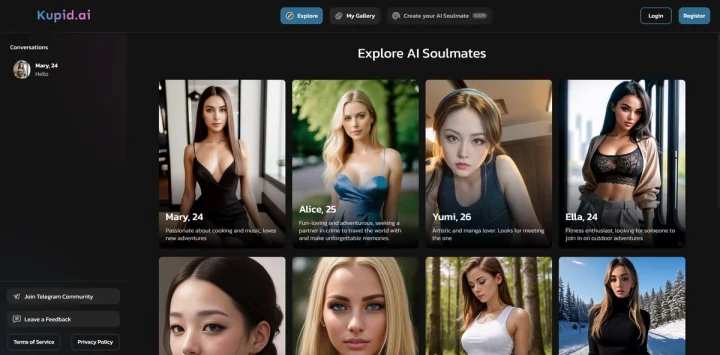 Screenshot of Kupid AI website