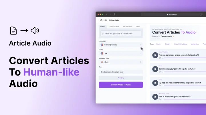 Screenshot of Article.Audio website